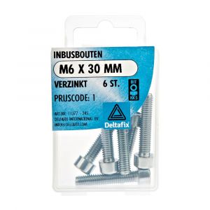 Deltafix inbusbout cilinderkop verzinkt M6x30 mm DIN 912 blister 6 stuks 11377