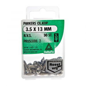 Deltafix parker cilinderkop Phillips PH RVS A2 3.5x13 mm DIN 7981C blister 30 stuks 11470