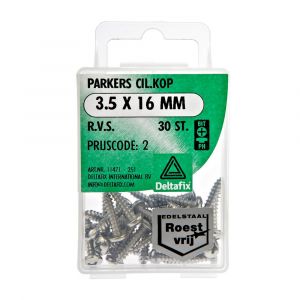 Deltafix parker cilinderkop Phillips PH RVS A2 3.5x16 mm DIN 7981C blister 30 stuks 11471