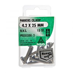 Deltafix parker cilinderkop Phillips PH RVS A2 4.2x25 mm DIN 7981C blister 13 stuks 11475