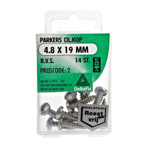 Deltafix parker cilinderkop Phillips PH RVS A2 4.8x19 mm DIN 7981C blister 14 stuks 11479