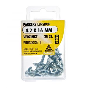 Deltafix parker lenskop Phillips PH verzinkt 4.2x16 mm DIN 7981C blister 25 stuks 11537