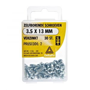 Deltafix schroef zelfborend cilinderkop Phillips PH verzinkt 3.5x13 mm DIN 7504N blister 30 stuks 11546