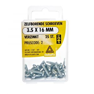 Deltafix schroef zelfborend cilinderkop Phillips PH verzinkt 3.5x16 mm DIN 7504N blister 25 stuks 11547