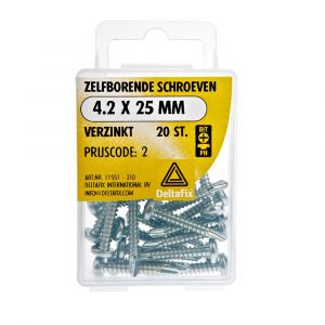 Deltafix schroef zelfborend cilinderkop Phillips PH verzinkt 4.2x25 mm DIN 7504N blister 20 stuks 11551