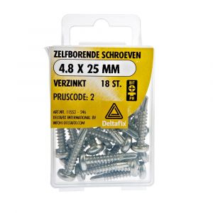 Deltafix schroef zelfborend cilinderkop Phillips PH verzinkt 4.8x25 mm DIN 7504N blister 18 stuks 11553