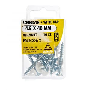 Deltafix spaanplaatschroef platkop kruiskop met plug verzinkt 4.5x40 mm blister 10 stuks 11584