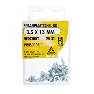 Deltafix spaanplaatschroef platkop kruiskop verzinkt 3.5x13 mm blister 25 stuks 11609