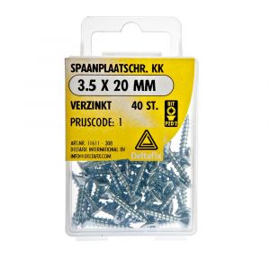 Deltafix spaanplaatschroef platkop kruiskop verzinkt 3.5x20 mm blister 40 stuks 11611