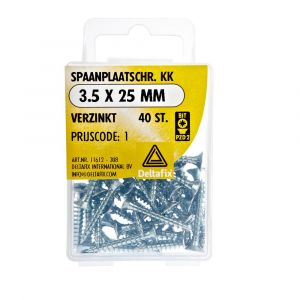 Deltafix spaanplaatschroef platkop kruiskop verzinkt 3.5x25 mm blister 40 stuks 11612