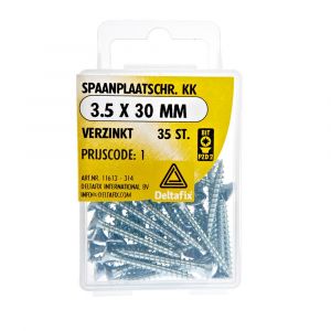 Deltafix spaanplaatschroef platkop kruiskop verzinkt 3.5x30 mm blister 35 stuks 11613