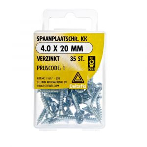 Deltafix spaanplaatschroef platkop kruiskop verzinkt 4.0x20 mm blister 35 stuks 11617