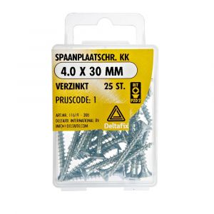 Deltafix spaanplaatschroef platkop kruiskop verzinkt 4.0x30 mm blister 25 stuks 11619