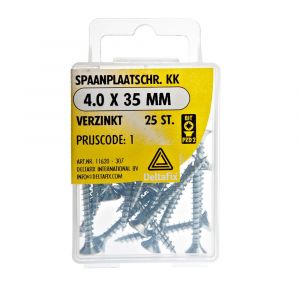 Deltafix spaanplaatschroef platkop kruiskop verzinkt 4.0x35 mm blister 25 stuks 11620