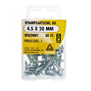 Deltafix spaanplaatschroef platkop kruiskop verzinkt 4.5x20 mm blister 30 stuks 11625