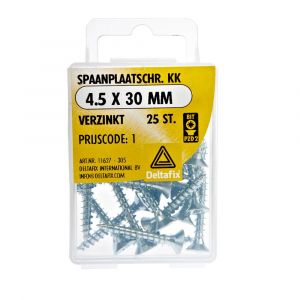 Deltafix spaanplaatschroef platkop kruiskop verzinkt 4.5x30 mm blister 25 stuks 11627