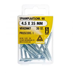 Deltafix spaanplaatschroef platkop kruiskop verzinkt 4.5x35 mm blister 20 stuks 11628