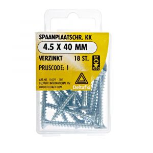 Deltafix spaanplaatschroef platkop kruiskop verzinkt 4.5x40 mm blister 18 stuks 11629