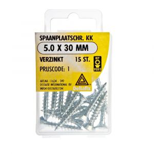 Deltafix spaanplaatschroef platkop kruiskop verzinkt 5.0x30 mm blister 15 stuks 11634