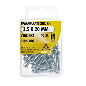 Deltafix spaanplaatschroef cilinderkop kruiskop verzinkt 3.5x20 mm blister 40 stuks 11656