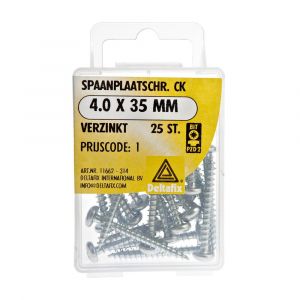 Deltafix spaanplaatschroef cilinderkop kruiskop verzinkt 4.0x35 mm blister 25 stuks 11662