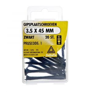 Deltafix gipsplaatschroef zwart 3.5x45 mm blister 20 stuks 11696