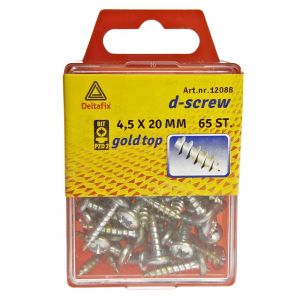 D-Screw Gold-Top spaanplaatschroef cilinderkop kruiskop met smeerfilm verzinkt 4.5x20 mm blister 65 stuks 12088