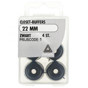 Deltafix closetbuffer zwart 22 mm blister 4 stuks 12184