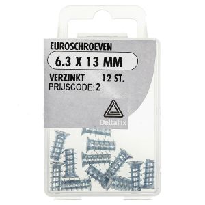 Deltafix euroschroef verzinkt 6.3x13 mm blister 12 stuks 12192