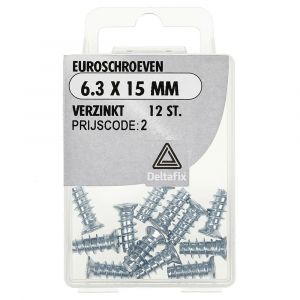 Deltafix euroschroef verzinkt 6.3x15 mm blister 12 stuks 12194