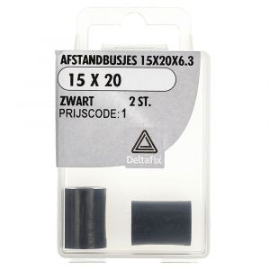 Deltafix afstandbusje zwart 15x20x6.3 mm blister 2 stuks 12207