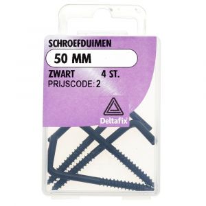 Deltafix schroefduim standaard zwart 50 mm blister 4 stuks 12242