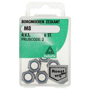 Deltafix borgmoer RVS A2 M8 DIN 985 blister 6 stuks 12285