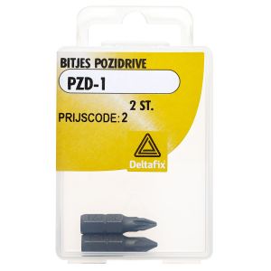 Deltafix bitje kruiskop Pozidriv PZ 1 blister 2 stuks 12301