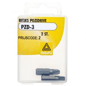 Deltafix bitje kruiskop Pozidriv PZ 3 blister 2 stuks 12303