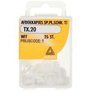 Deltafix afdekkap spaanplaatschroef Torx wit TX 20 blister 25 stuks 12331