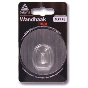 Deltafix wandhaak voor handdoek zelfklevend herplaatsbaar zilver 68 mm rond maximaal 0.75 kg 24500