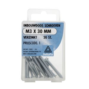 Deltafix inbouwdoosschroef verzinkt M3x30 mm DIN 965 blister 20 stuks 43801