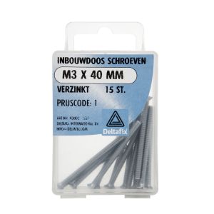 Deltafix inbouwdoosschroef verzinkt M3x40 mm DIN 965 blister 15 stuks 43802