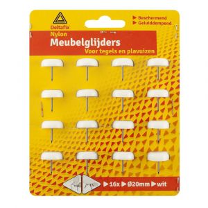 Deltafix nylonglijder met nagel nylon wit 20 mm verpakking 16 stuks 4650