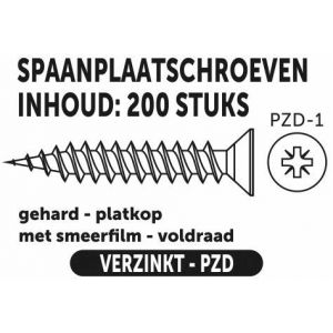 Private-Label spaanplaatschroef platkop-kruiskop verzinkt 3.0x12 mm doos 200 stuks 52030