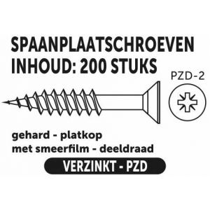 Private-Label spaanplaatschroef platkop-kruiskop verzinkt 4.0x70/42 mm doos 200 stuks 52101