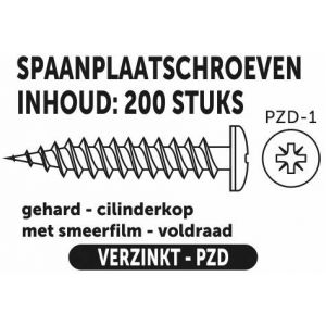 Private-Label spaanplaatschroef cilinderkop-kruiskop verzinkt 3.0x12 mm doos 200 stuks 52200