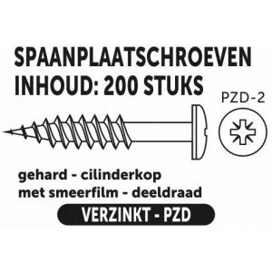 Private-Label spaanplaatschroef cilinderkop-kruiskop verzinkt 5.0x70/42 mm doos 200 stuks 52269