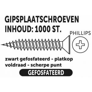 Private-Label gipsplaatschroef zwart 3.5x25 mm doos 1000 stuks 52390