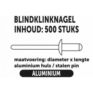 Private-Label blindklinknagel aluminium-staal 3x6 mm doos 500 stuks 52412