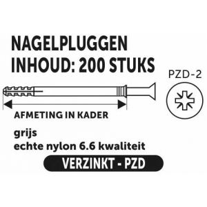 Private-Label nagelplug standaard grijs 5x40 mm doos 200 stuks 52512