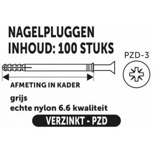 Private-Label nagelplug standaard grijs 8x60 mm doos 100 stuks 52523