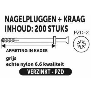 Private-Label nagelplug met kraag grijs 5x30 mm doos 200 stuks 52529