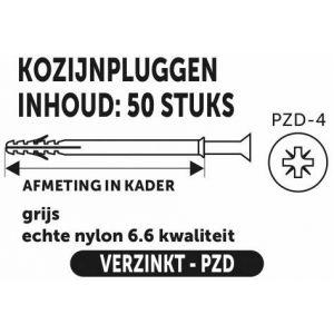 Private-Label kozijnplug grijs 10x80 mm doos 50 stuks 52540